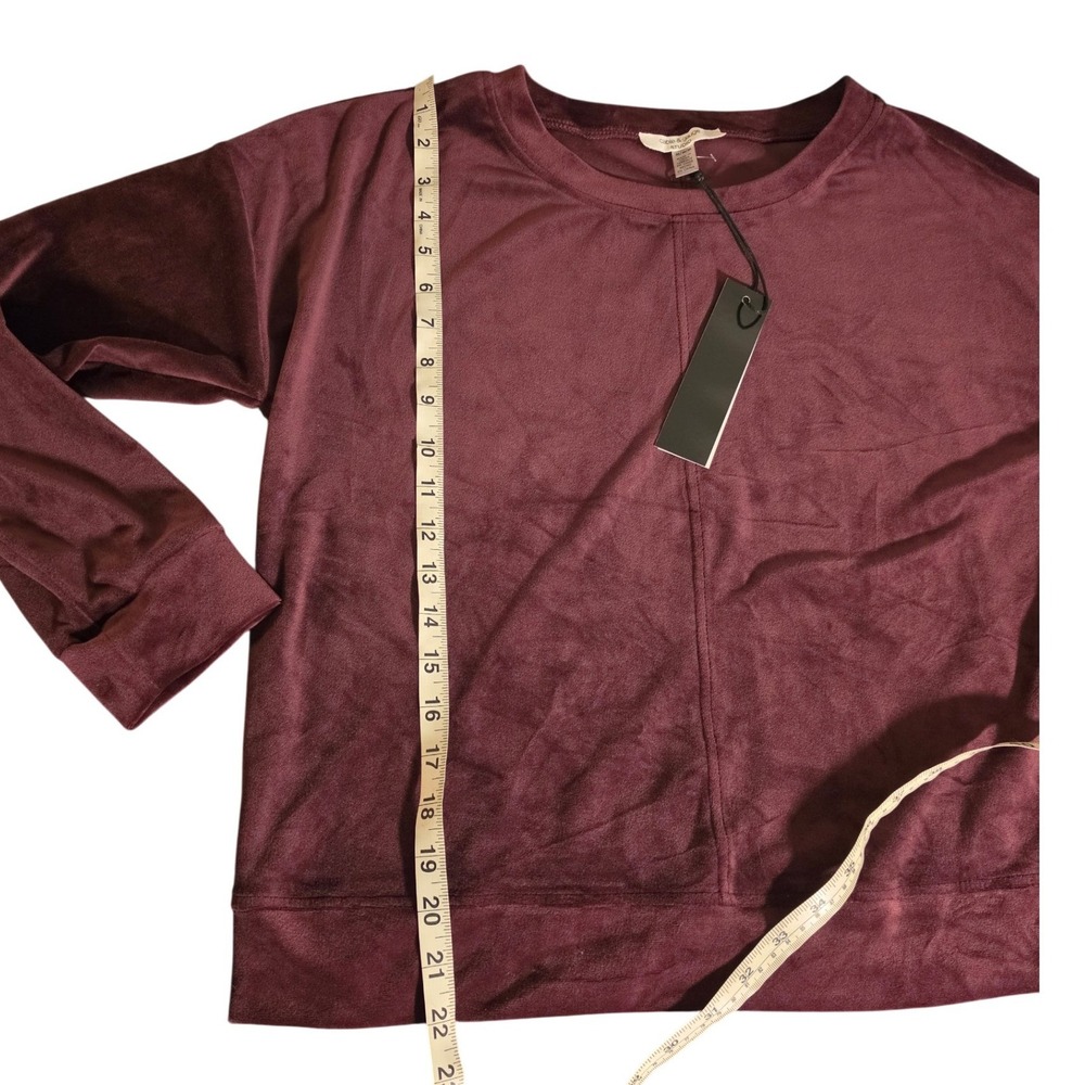 Cable & Gauge Studio Womens Velour Sweatshirt Plum Purple Size M NWT - Picture 6 of 7